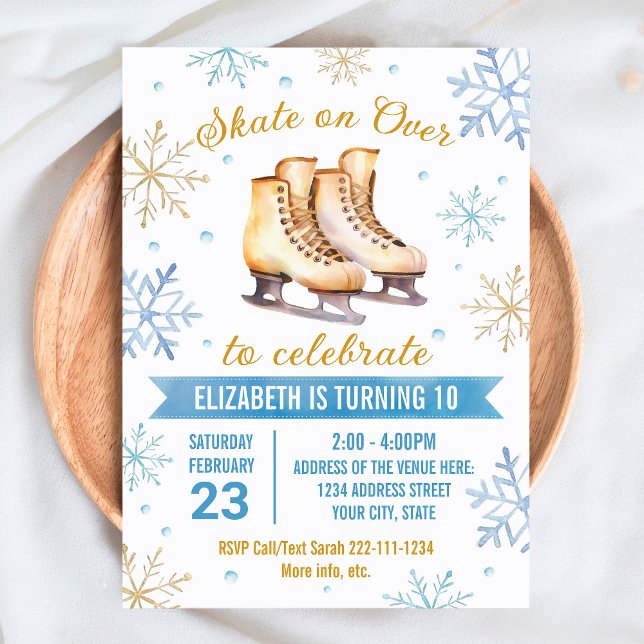 Convite de aniversário de patinação no gelo (Criador carregado)