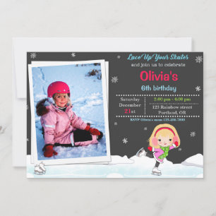 Convite de aniversário de patinação no gelo Con