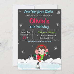 Convite de aniversário de patinação no gelo Con