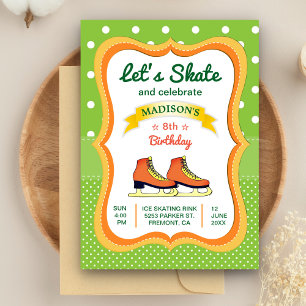 Convite de Aniversário de Patinação no Gelo Orange