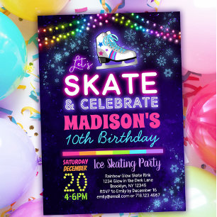 Convite de aniversário de Patinação no Gelo par