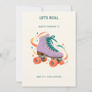 Convite de Aniversário de Patinação no Gelo Roller