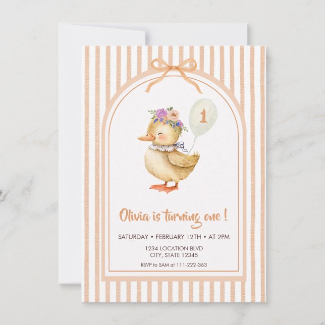 Convite de Aniversário de Patinho Fofo (Frente)