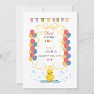 Convite de Aniversário de Patinho Fofo para Crianç