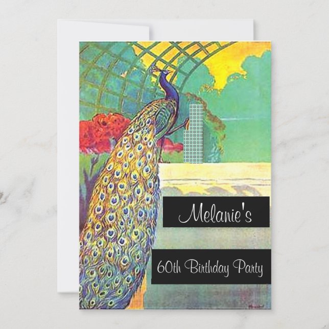 Convite de aniversário de Peacock (Frente)