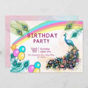 Convite de aniversário de Peacock
