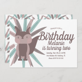 Convite de aniversário de penas tribais de raposas