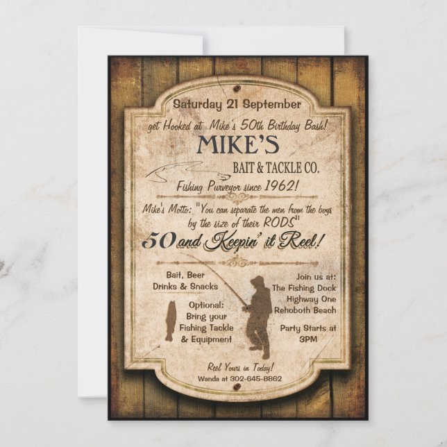 Convite de aniversário de pesca (Frente)
