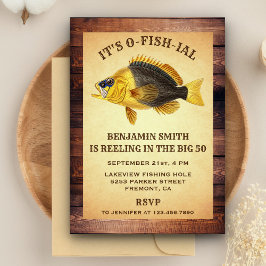 Convite de Aniversário de Pesca Adulto Rústico