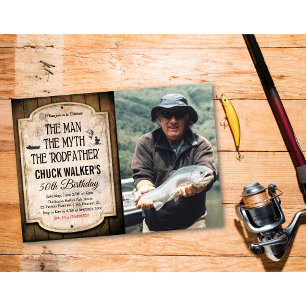 Convite de aniversário de pesca masculino para qua