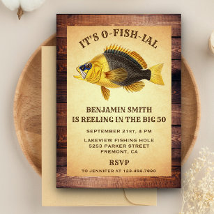Convite de aniversário de Pesca para Adultos Russo