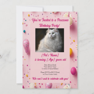 Convite de Aniversário de Pet Adorável com Foto Pe