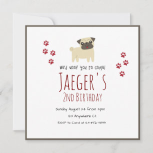 Convite de Aniversário de Pet Branco e Marrom