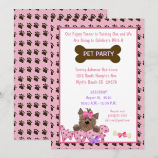 Convite de aniversário de Pet fêmea