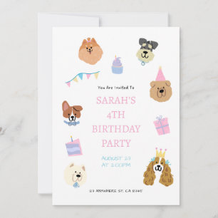 Convite de Aniversário de Pet Fofo Colorido
