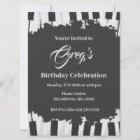 convite de aniversário de piano