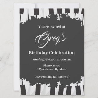 convite de aniversário de piano