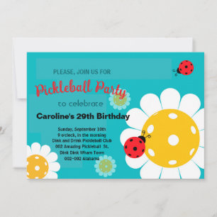 Convite de aniversário de Pickleball + Convite de
