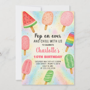Convite de aniversário de picolé retrô
