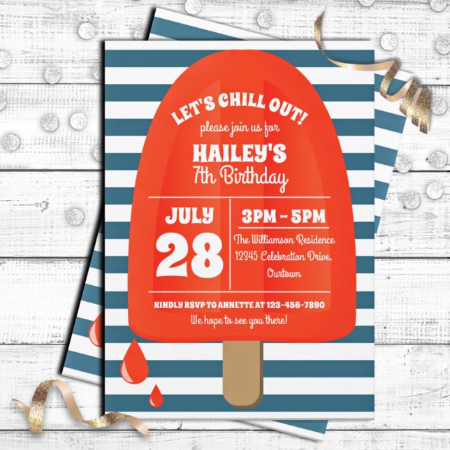 Convite de aniversário de picolé vermelho (Criador carregado)