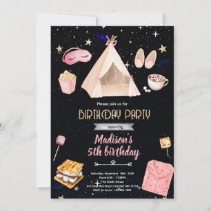 convite de aniversário de pijama S'more