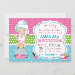 Convite de Aniversário de Pijamada no Spa