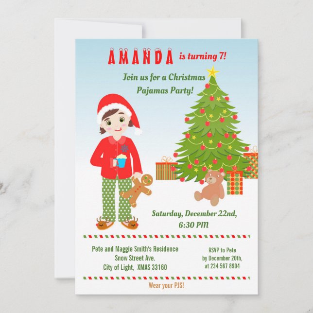 Convite de aniversário de pijamas e cookies (Frente)