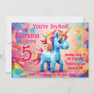 Convite de Aniversário de Pinata, Unicórnio Magnét