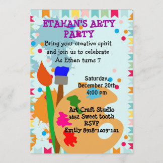 convite de aniversário de pintura artística