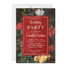 Convite de aniversário de Pintura Floral Elegante