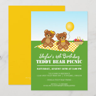 Convite de aniversário de Piquenique do Urso de T