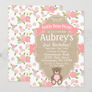 Convite de aniversário de Piquenique do Urso de T
