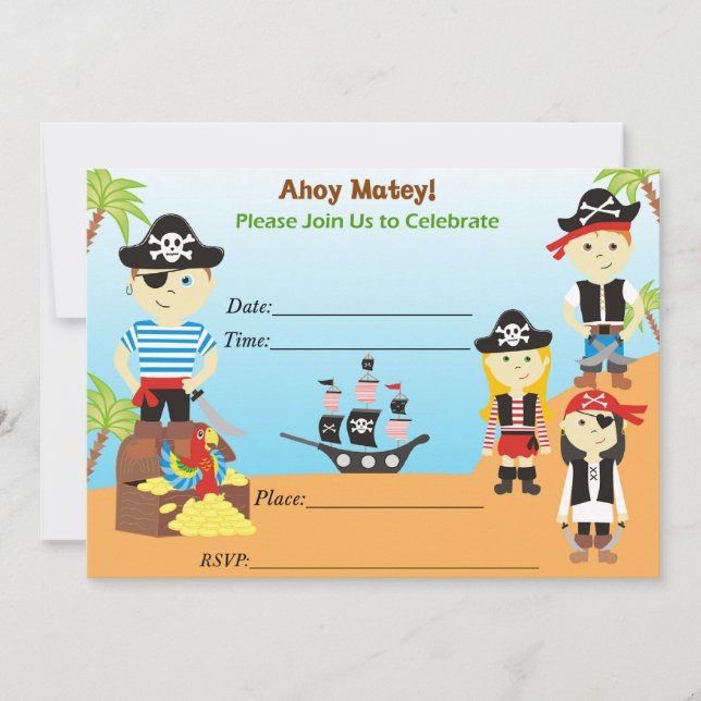 Convite de Aniversário de Pirata Ahoy Companheiros (Frente)