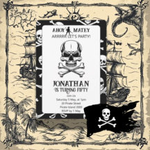 convite de aniversário de pirata jolly roger