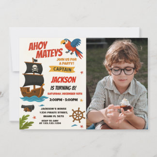 Convite de aniversário de pirataria personalizado
