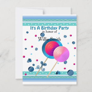 Convite de Aniversário de Pirulitos e Doces