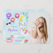 Convite de aniversário de piscina, Convite de foto