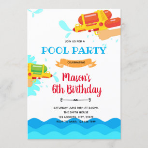 Convite de aniversário de piscina de combate de ág