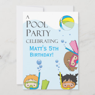 Convite de aniversário de Piscina de Menina ou Me