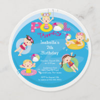 Convite de aniversário de Piscina do garoto bonito