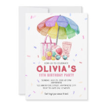 Convite de Aniversário de Piscina em Aquarela