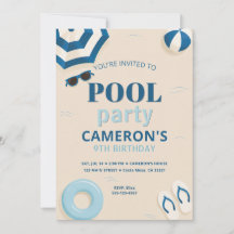 Convite de Aniversário de Piscina Moderna