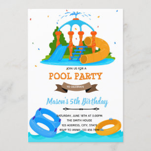 Convite de aniversário de piscina Waterpark
