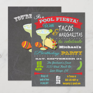 Convite de aniversário de Piscinas Tacos e Tequil