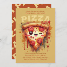 Convite de aniversário de pizza