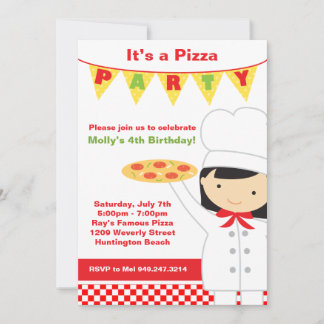 Convite de aniversário de pizza