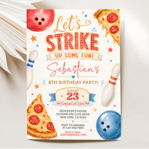 Convite de Aniversário de Pizza Boliche