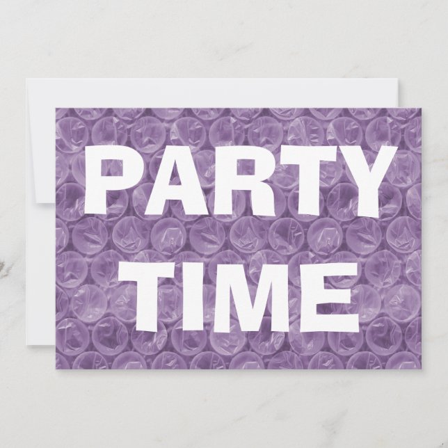 Convite de aniversário de plástico bolha roxa (Frente)