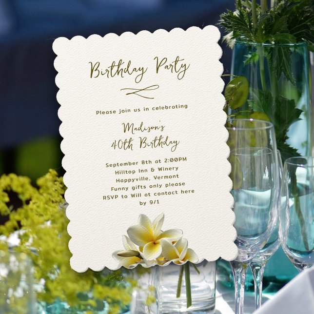 Convite de aniversário de Plumeria Amarela Havaian (Criador carregado)