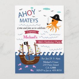 Convite de aniversário de polvos do Capitão Pirate